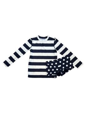 Primary Kids Swim Set Navy White Stripe Polka Dot Rash Guard Shorts Size 8-9